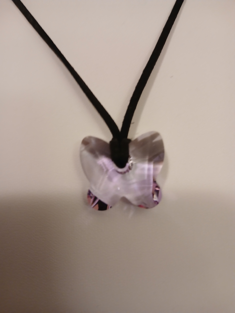 Swarovski Crystal Butterfly Pendant Necklace Light Purple Adjustable